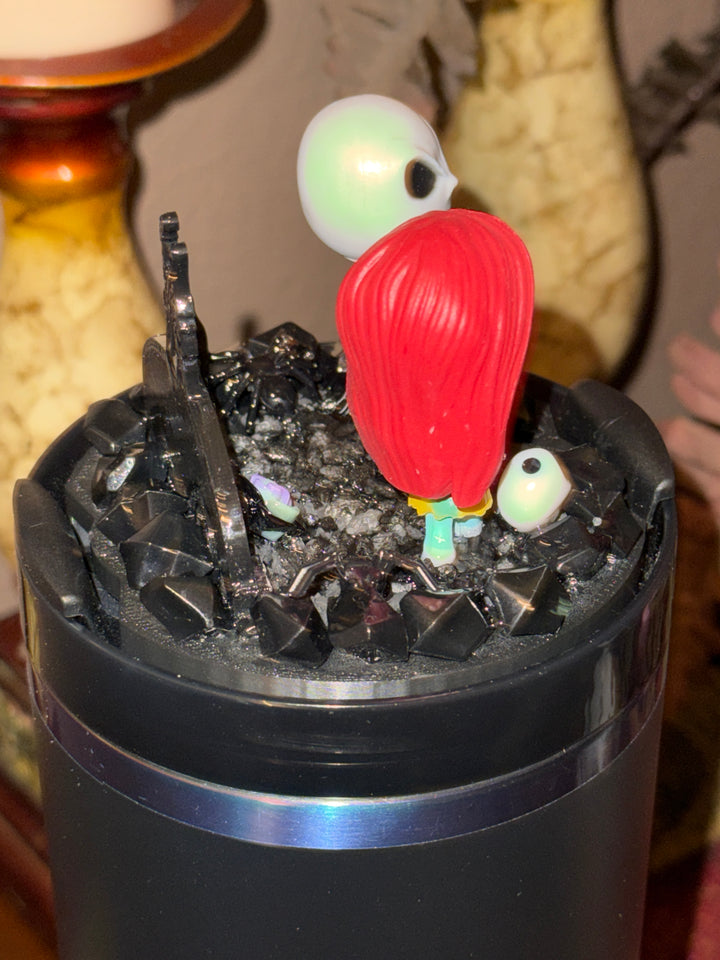 Jack and Sally Halloween Tumbler Topper, 3D Decorative Lid , unique gift spooky witchy vibes NBC