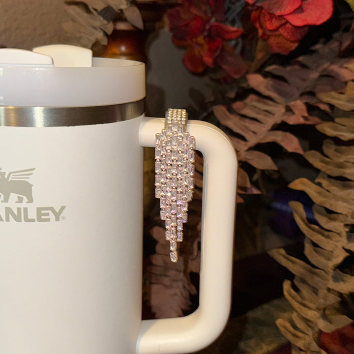 Beautiful Silver Hanging Dangle Rhinestone Cup Handle Clip – Magnetic Tumbler Charm Accessory
