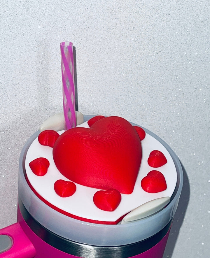 Valentine Tumbler Topper for 40 oz tumblers, 40 oz 3D Heart tumbler topper, 3D Valentine Topper