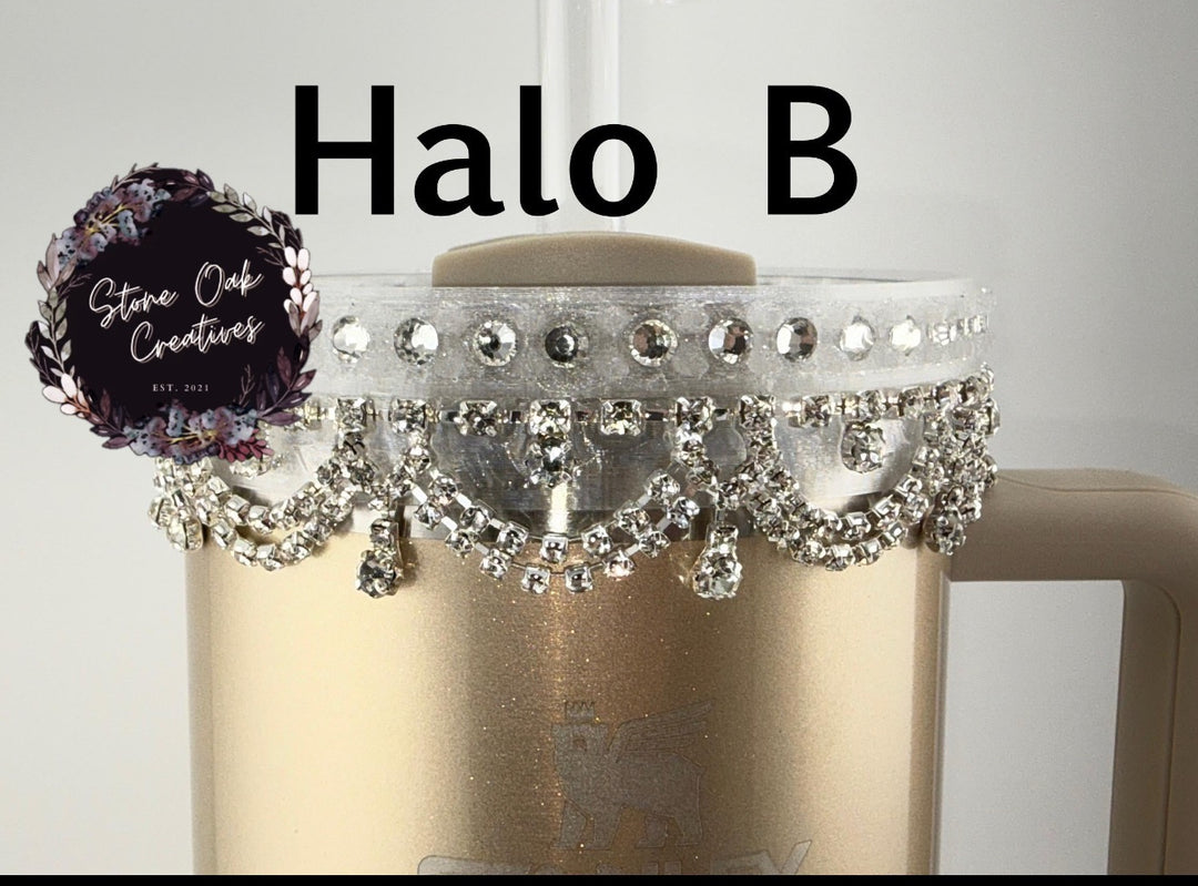 Silver Rhinestone Royal Princess Accessory Collection for Stanley tumblers with options for a Princess Crown Topper, Royal Halo Lid Bling Band and more