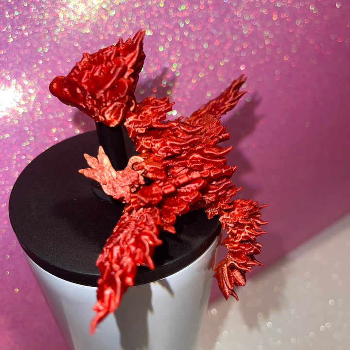 Phoenix Dragon 10mm Straw Topper 30oz 40oz Straw Toppers, Articulated 3D Printed Dragon, Miniature Dragon Figurine Statue