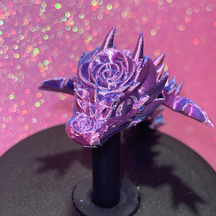 Rose Dragon Crystalwing Dragon 10mm Straw Topper 30oz 40oz Straw Toppers, Articulated 3D Printed Dragon, Miniature Dragon Figurine Statue