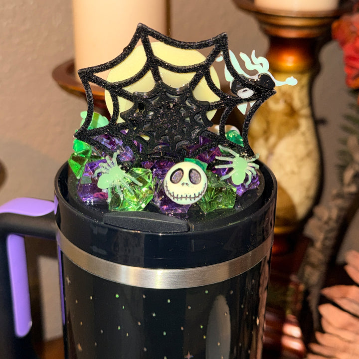 Halloween NBC Jack and Sally Themed Tumbler Topper Lid, Halloween Tumbler Topper