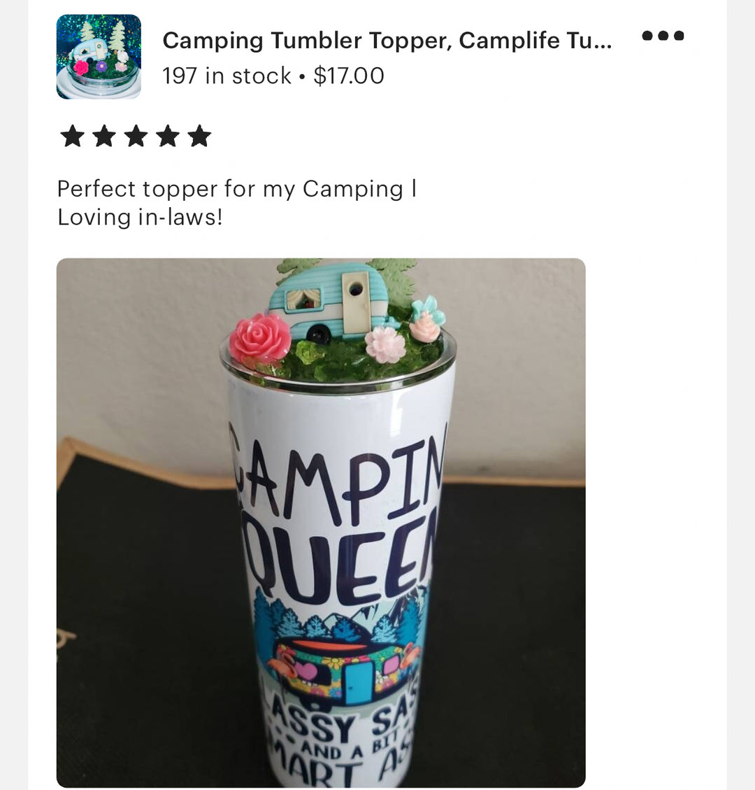 Camping Tumbler Topper, Camplife Tumbler Topper, Camping Trailer 3D Decorative Lid, Ice Topper Lid, unique gift