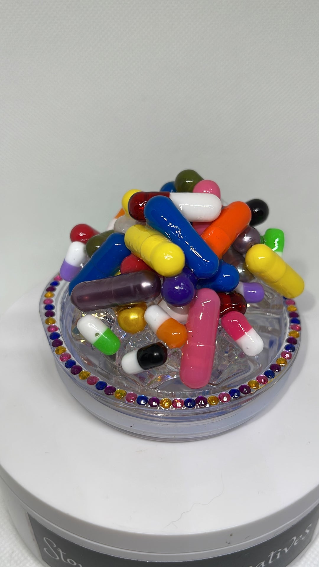 Pill tumbler topper, medicine tumbler topper, mental health Tumbler lid, 3D Decorative Lid