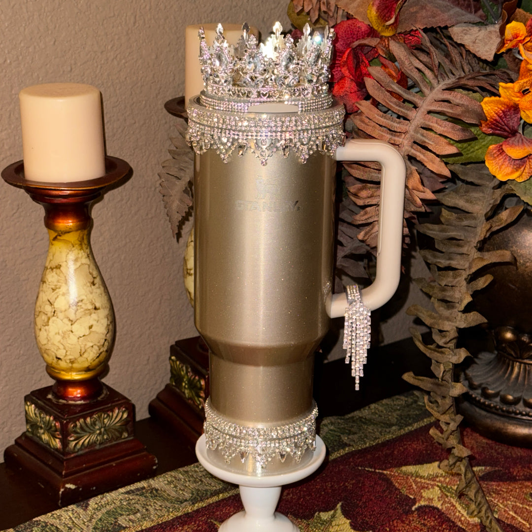 RELAUNCHED OG Fancy Rhinestone Royal Princess Accessory for Stanley tumblers BEST SELLER Crown Topper, Royal Queen Halo Bling Bangle Band Boot Straw