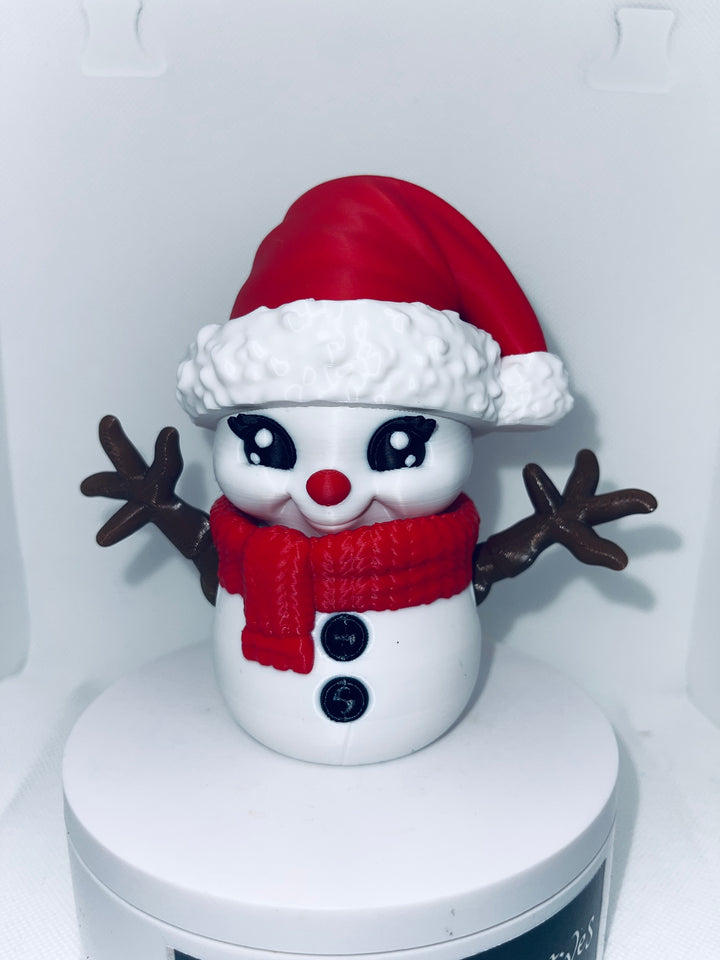 3D Printed Baby Snowman, Adorable Vibrant Baby Snowman with moveable arms