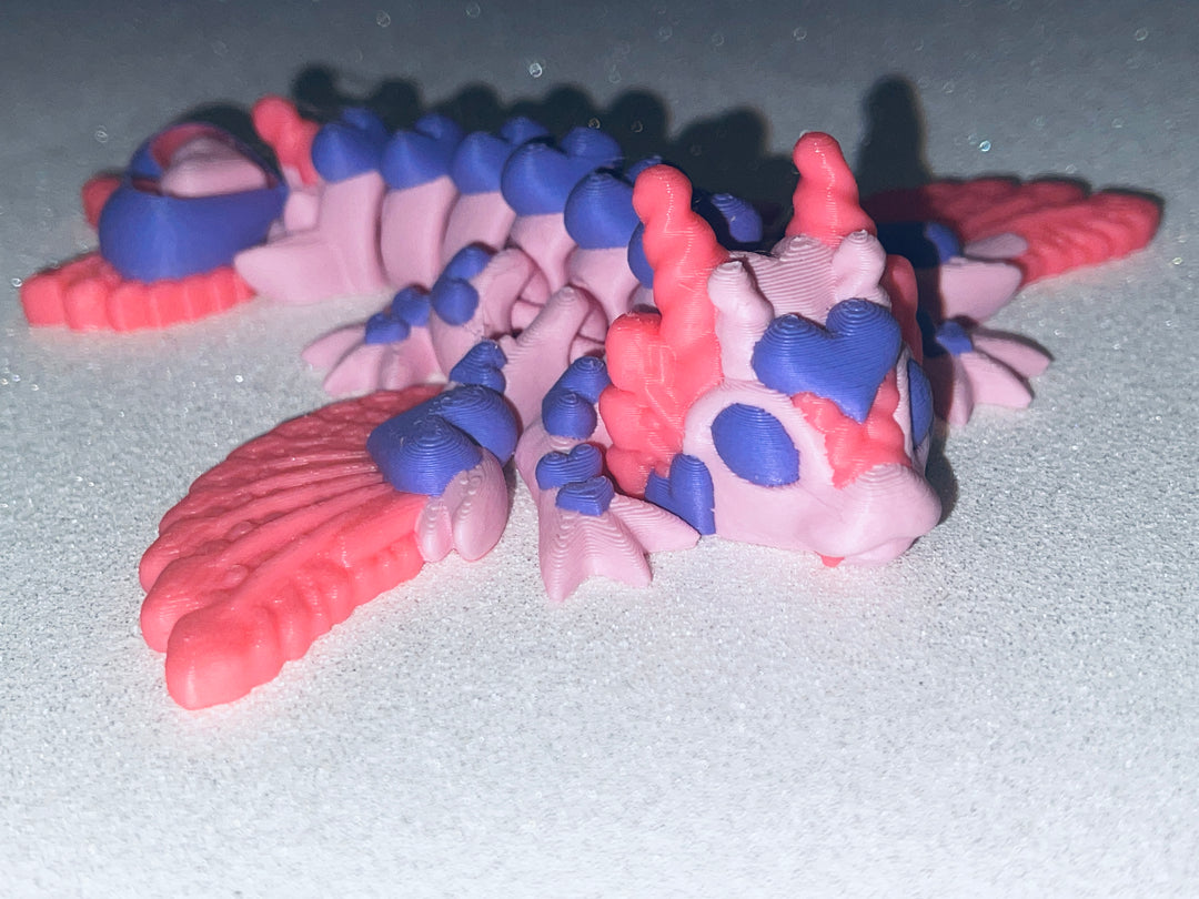 Tiny Heart Dragon, Articulated 3D Printed Heart Dragon, Miniature Dragon, Valentines Gift