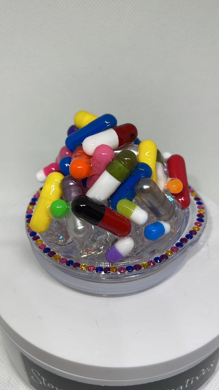 Pill tumbler topper, medicine tumbler topper, mental health Tumbler lid, 3D Decorative Lid