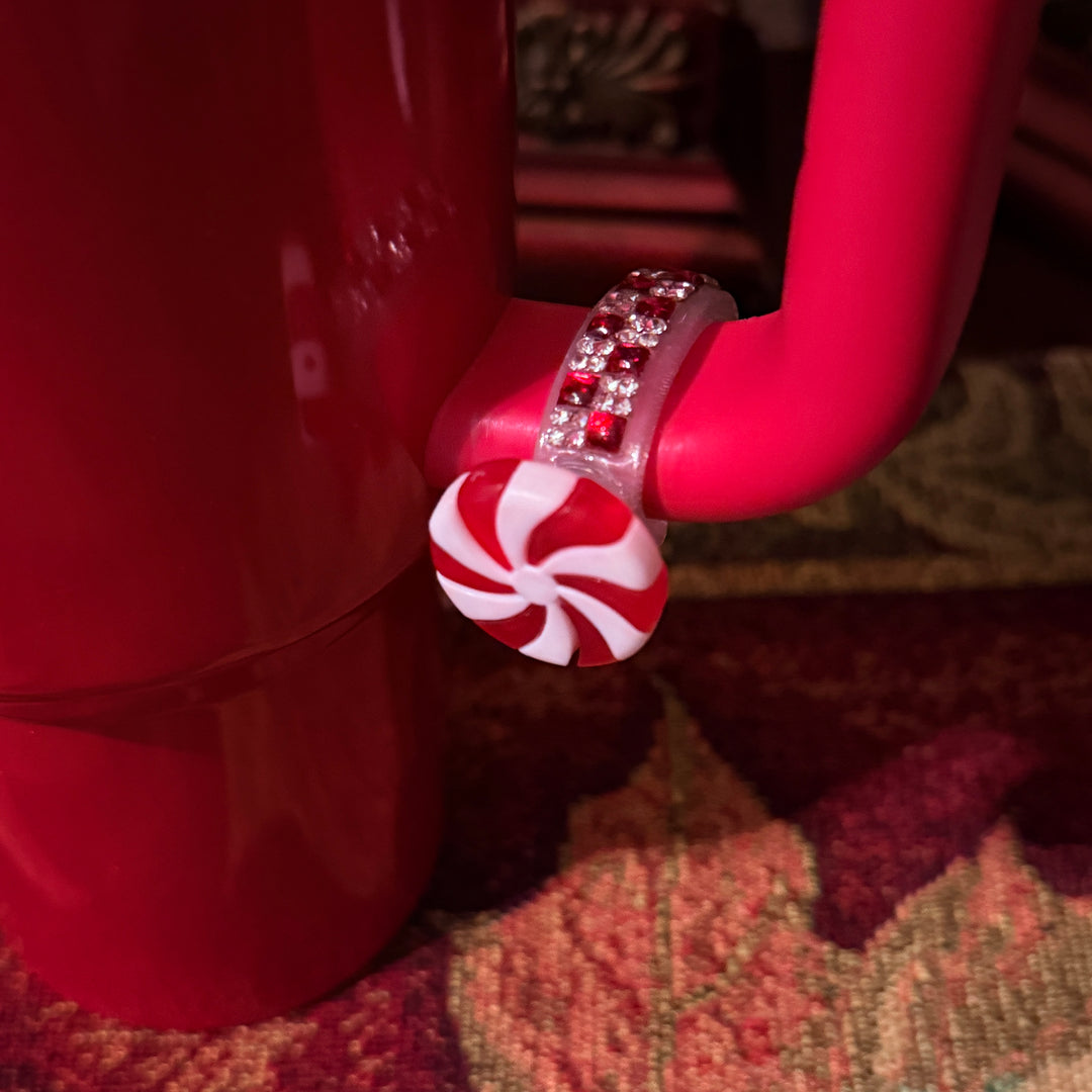 Christmas Candy Tumbler Accessory Collection, boot, Halo, Rose, straw topper, Red White, Protective Sleeve, unique gift