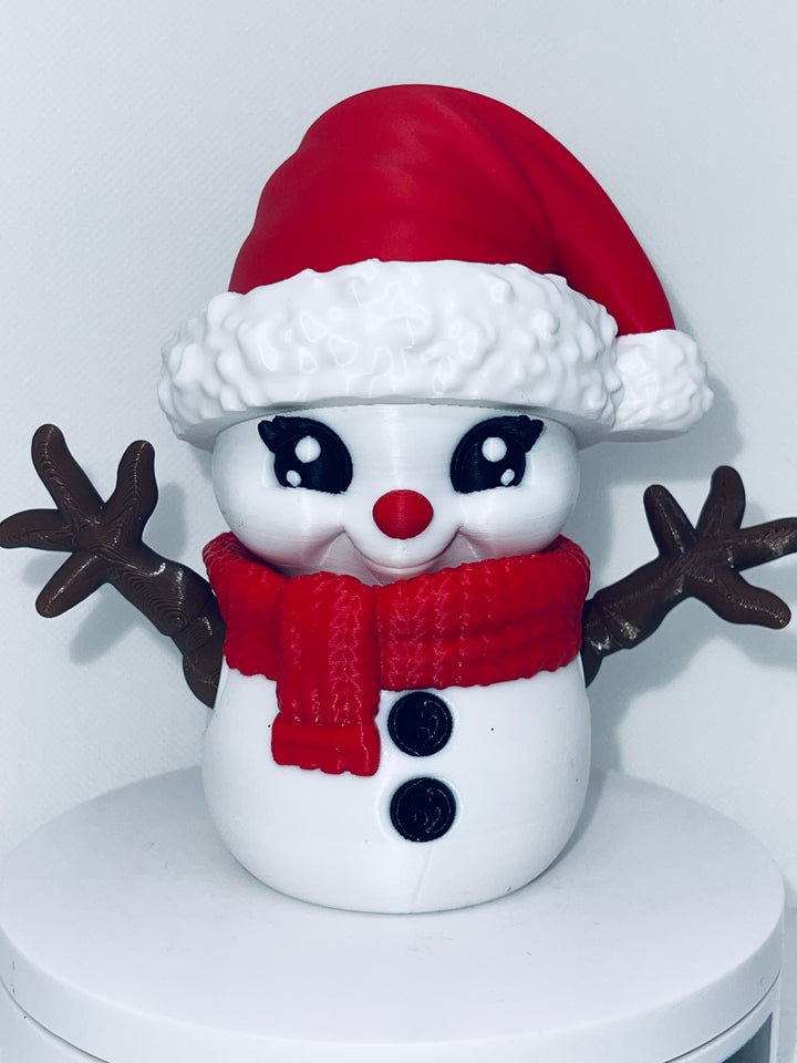 3D Printed Baby Snowman, Adorable Vibrant Baby Snowman with moveable arms