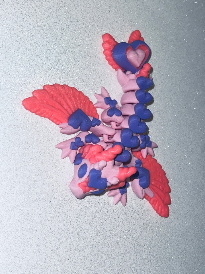 Tiny Heart Dragon, Articulated 3D Printed Heart Dragon, Miniature Dragon, Valentines Gift