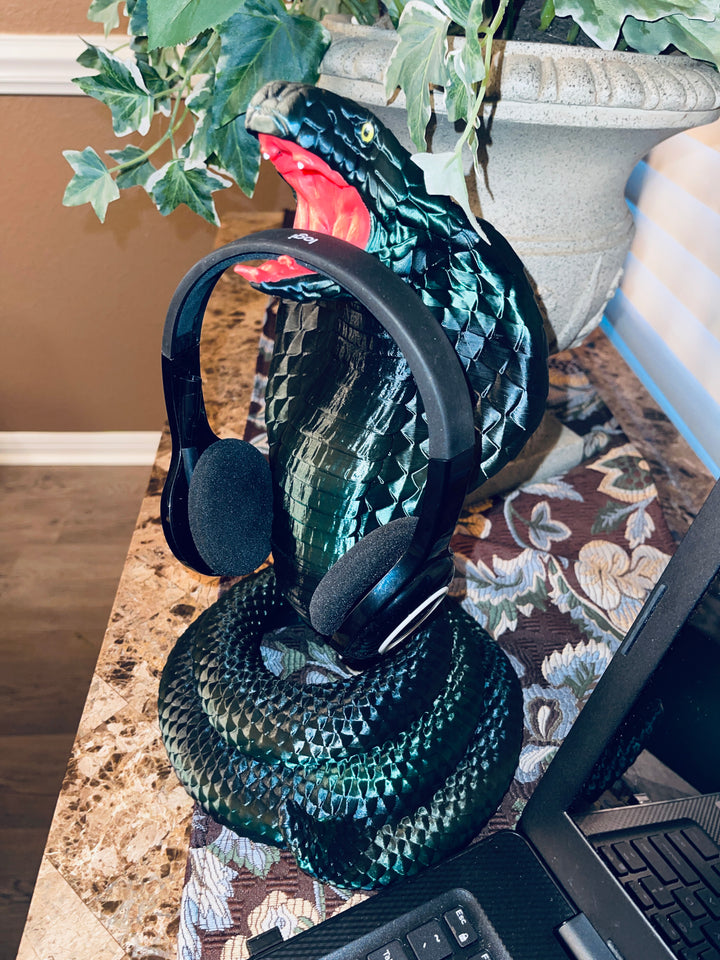3D Printed King Cobra Headphone Holder, 3D Printed Stylish and Functional Snake-Inspired Headphone Stand