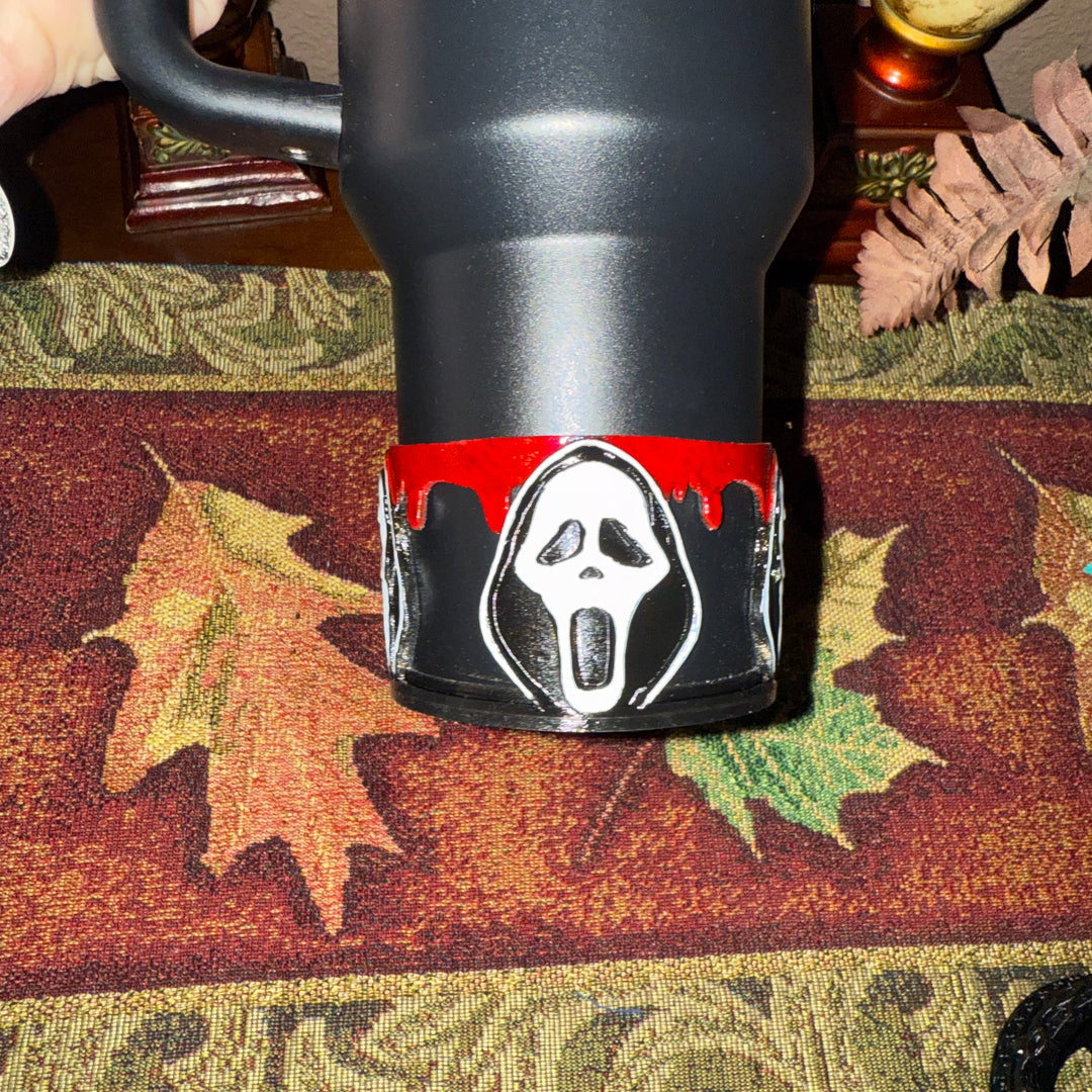 Scary Mask Ghost Face Tumbler Boot, Halloween Mask Cup Drink Sleeve, Scary Movies, Hand Painted, Hot Seller