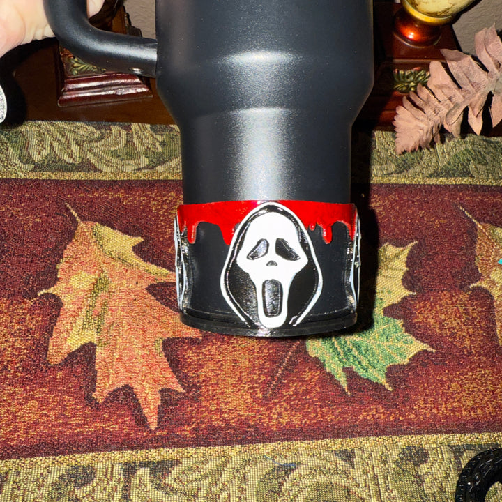 Scary Mask Ghost Face Tumbler Boot, Halloween Mask Cup Drink Sleeve, Scary Movies, Hand Painted, Hot Seller
