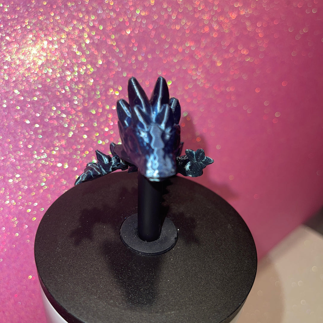 Gemstone Dragon 10mm Straw Topper 30oz 40oz Straw Toppers, Articulated 3D Printed Dragon, Miniature Dragon Figurine Statue