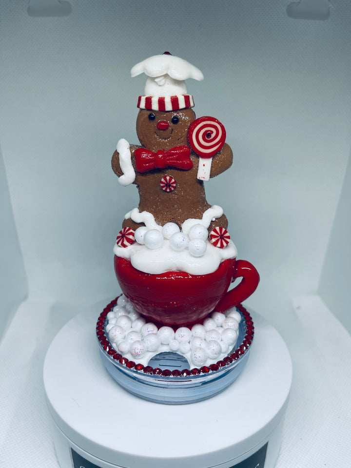 Christmas Cocoa Gingerbread Man Tumbler Topper, Christmas tumbler topper