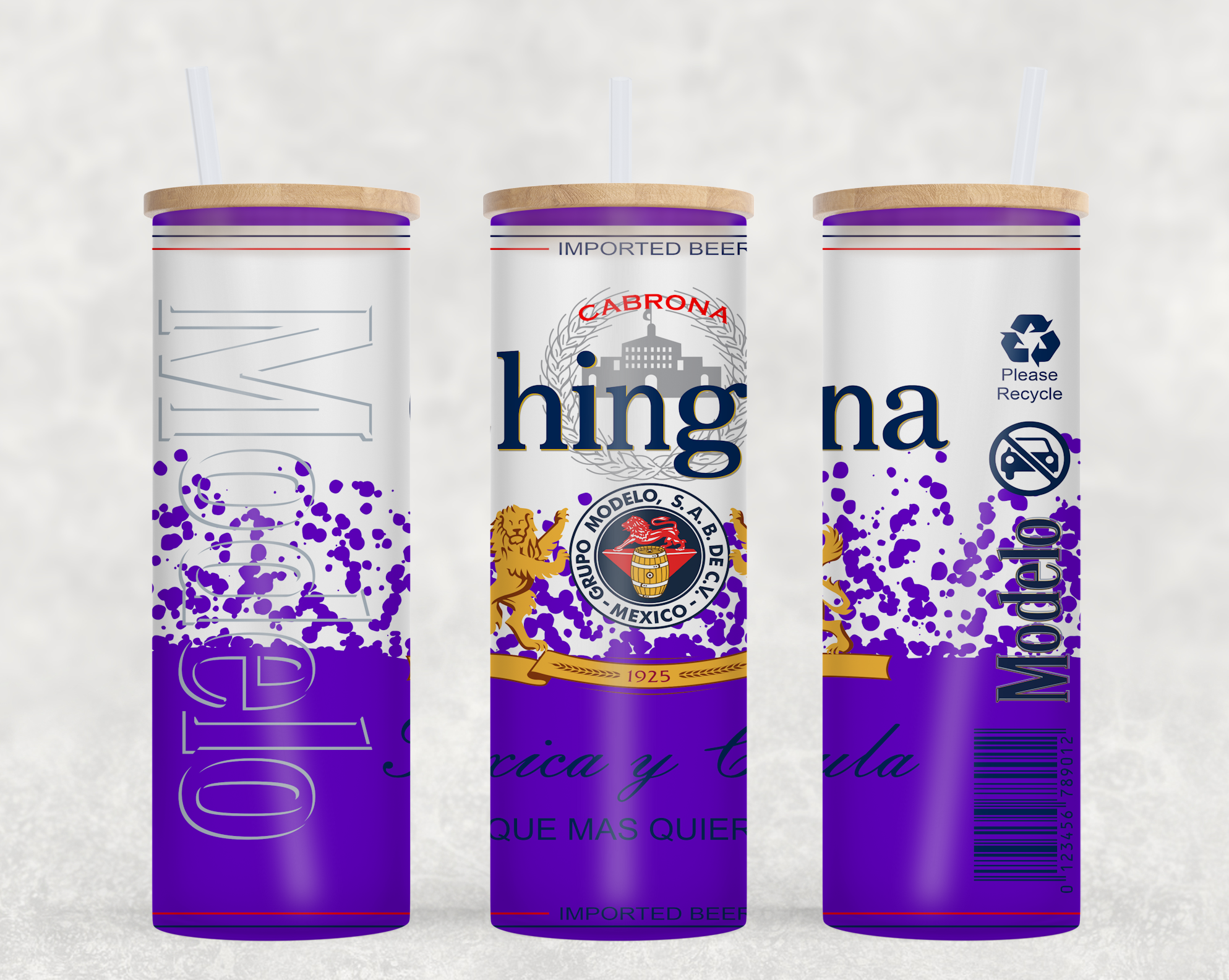 Purple Modelo Chingona Toxica y Chula - 25 oz Frosted Glass Skinny Tum ...
