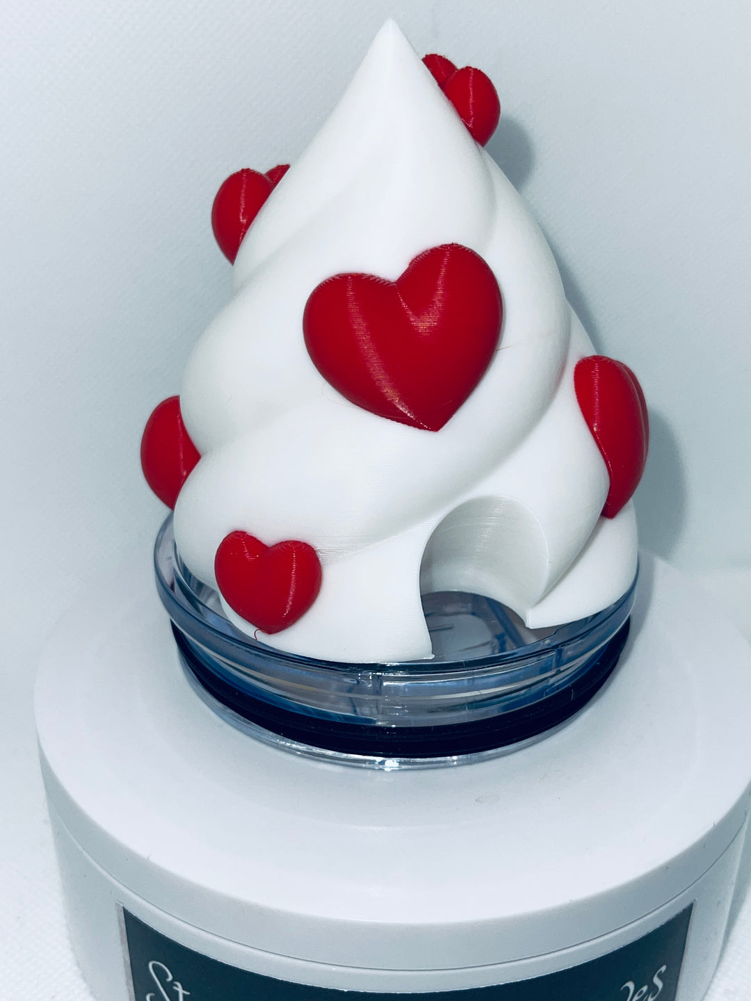 Valentines Heart Whipped 3D Tumbler Topper, Valentine 3D Printed Tumbler Lid