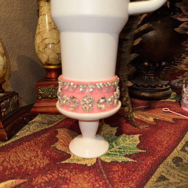 Custom Pink and Silver Rhinestone Royal Princess Accessory Collection for Stanley tumblers