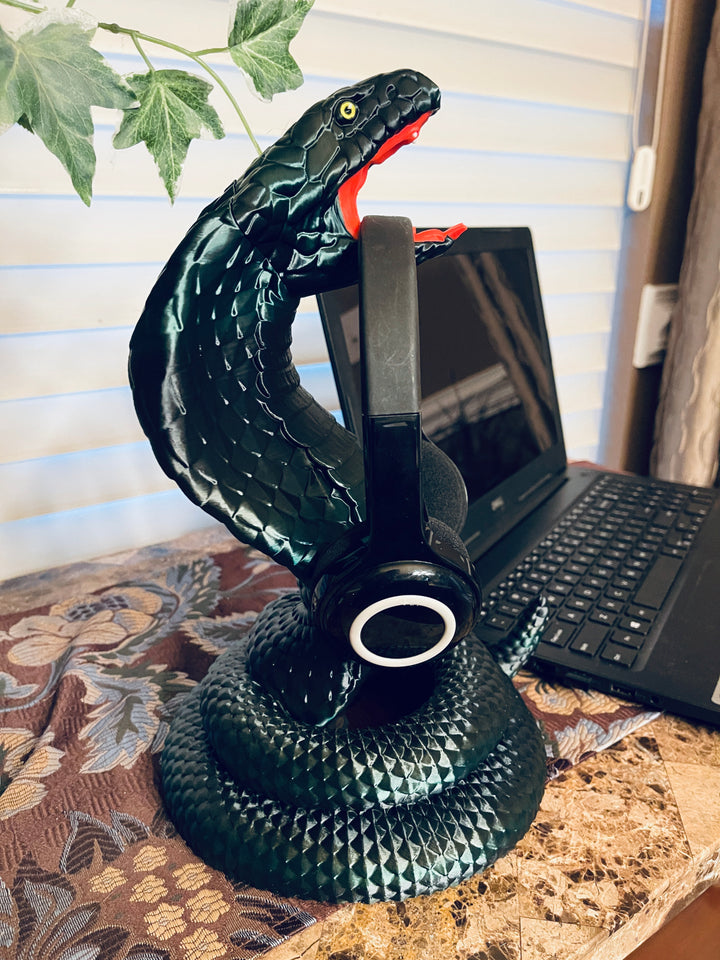 3D Printed King Cobra Headphone Holder, 3D Printed Stylish and Functional Snake-Inspired Headphone Stand