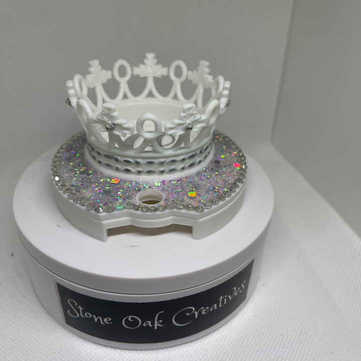 Rhinestone Queen Crown 40 oz tumbler topper, Crown with initial tumbler topper, 3D Decorative Lid Attachment