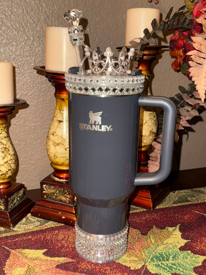 Silver Rhinestone Royal Princess Accessory Collection for Stanley tumblers