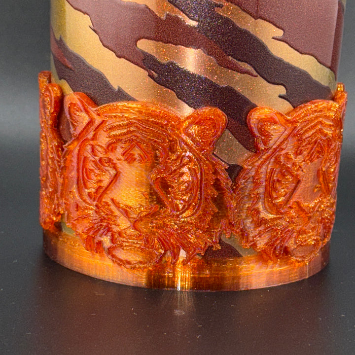 Tiger print Tumbler Boot, Rhinestone Tiger Topper, Gold Crown Topper, fits your 40 oz Stanley Tumblers, Unique Gift, LIMITED SUPPLY