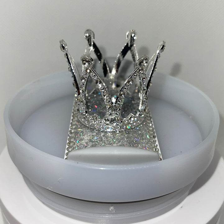 Rhinestone Mini Queen Crown 40 oz tumbler topper, Crown tumbler topper, 3D Decorative Lid Attachment