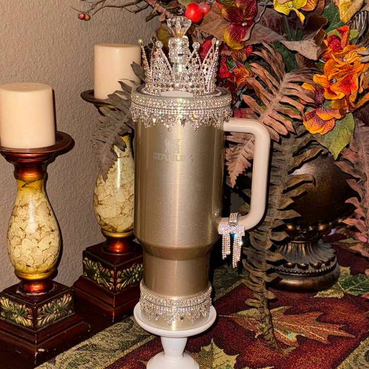 RELAUNCHED OG Fancy Rhinestone Royal Princess Accessory for Stanley tumblers BEST SELLER Crown Topper, Royal Queen Halo Bling Bangle Band Boot Straw