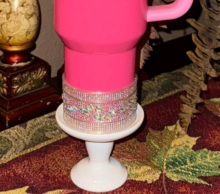 Flat Fancy Irridescent Rhinestone Tumbler Princess Collection  emblished with colorful rhinestones, Stanley tumbler accessories, unique gift, silver