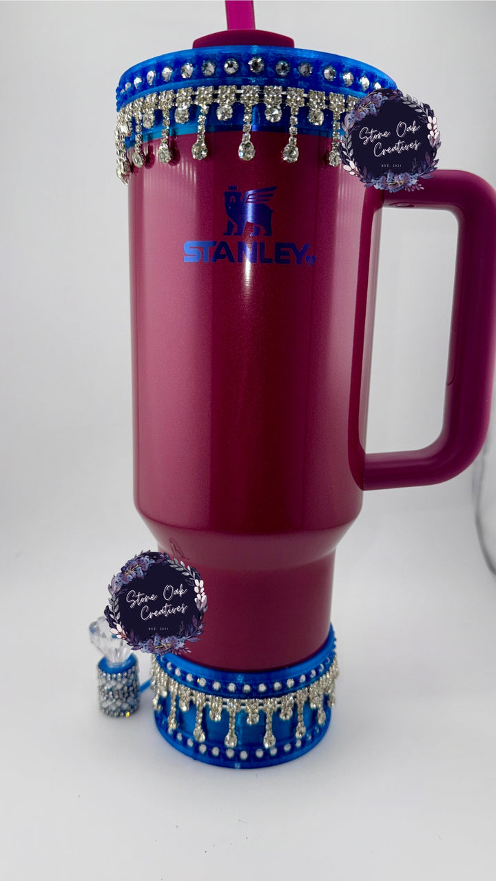 Cobalt Blue Silver Rhinestone Royal Princess Accessory Collection, fits your Berry Truffle Stanley Tumbler