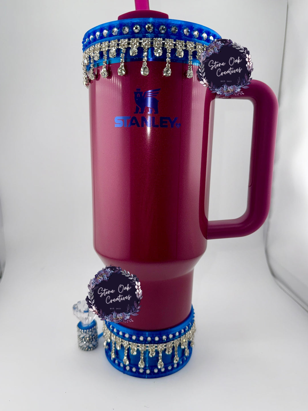 Cobalt Blue Silver Rhinestone Royal Princess Accessory Collection, fits your Berry Truffle Stanley Tumbler