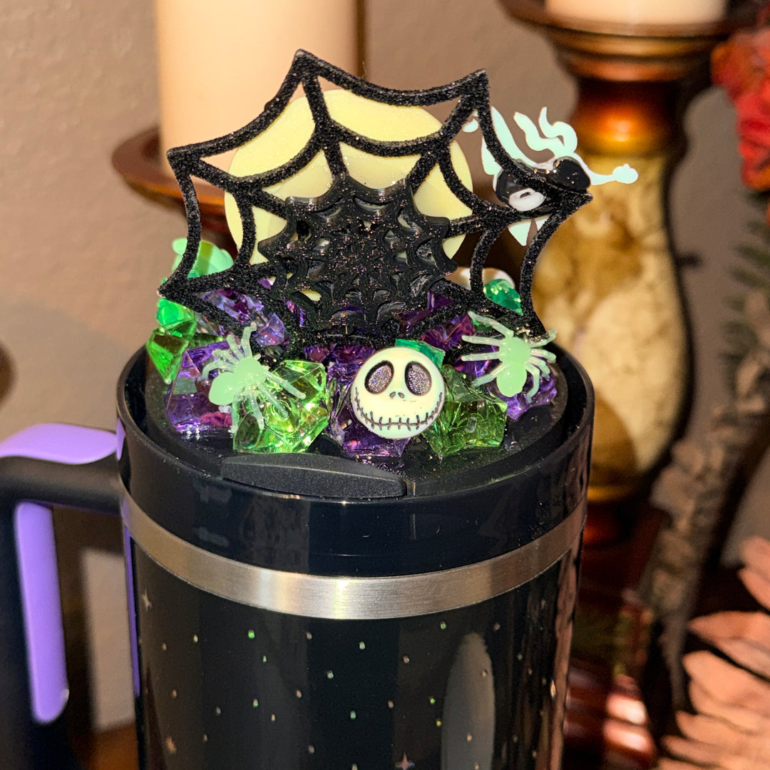 Halloween NBC Jack and Sally Themed Tumbler Topper Lid, Halloween Tumbler Topper