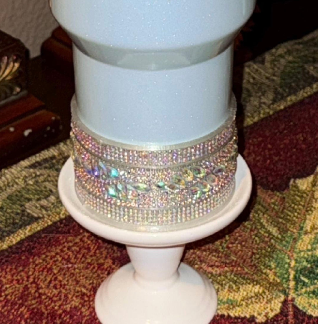 Flat Fancy Irridescent Rhinestone Tumbler Princess Collection  emblished with colorful rhinestones, Stanley tumbler accessories, unique gift, silver