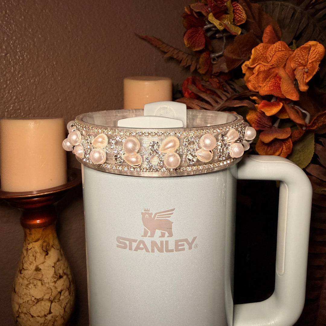 Diamonds and Pearls Fancy Rhinestone Royal Princess Collection for Stanley tumblers, crown topper, halo, boot or straw topper, unique gift