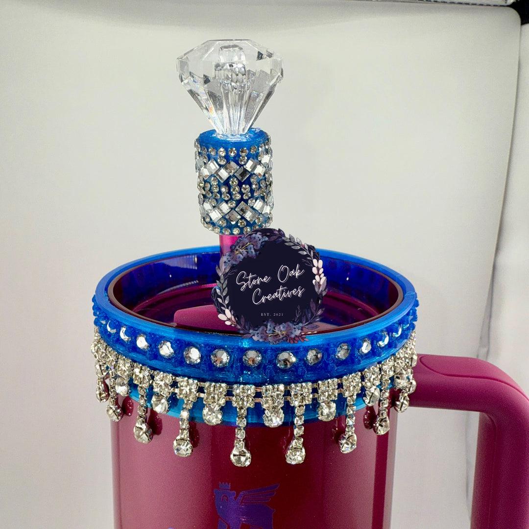 Cobalt Blue Silver Rhinestone Royal Princess Accessory Collection, fits your Berry Truffle Stanley Tumbler