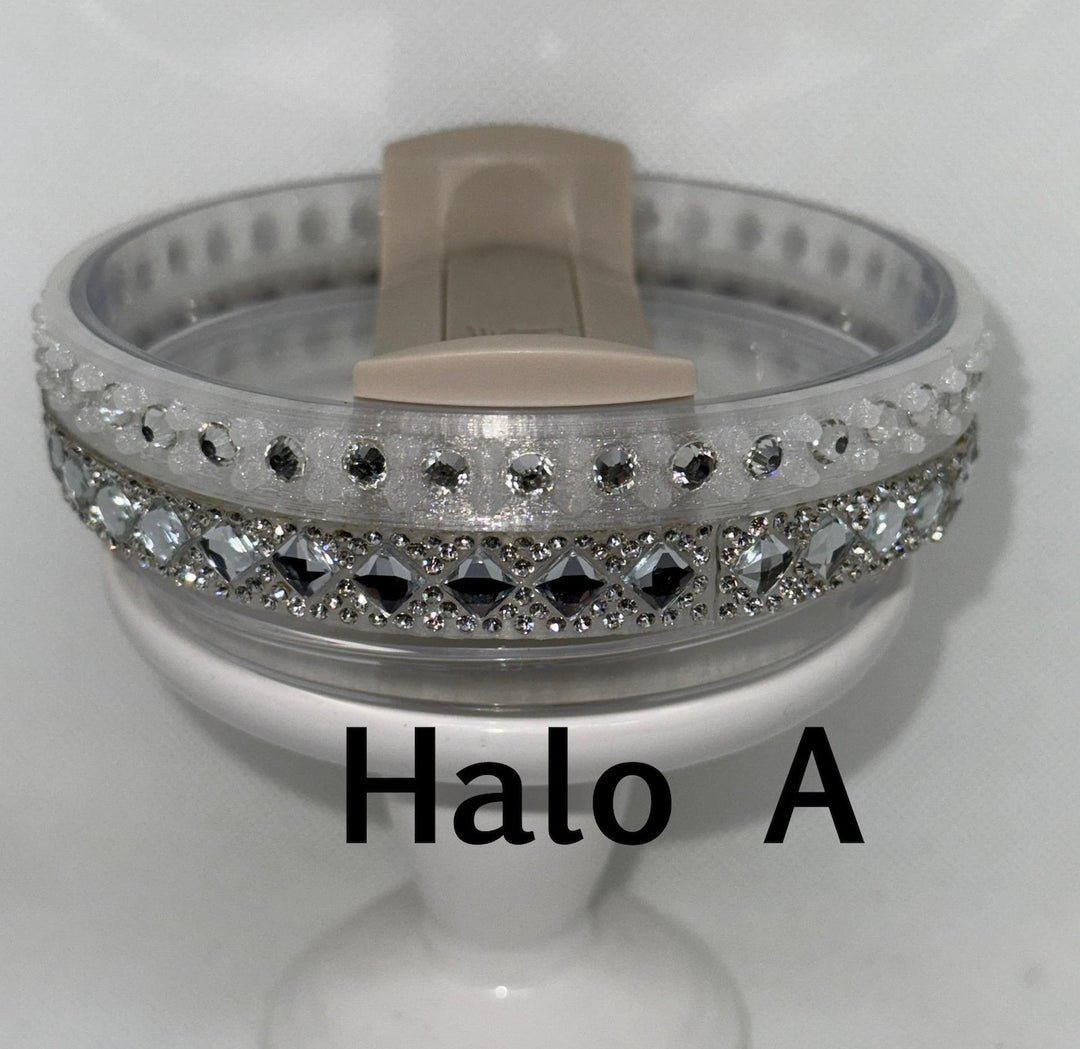 Silver Rhinestone Royal Princess Accessory Collection for Stanley tumblers with options for a Princess Crown Topper, Royal Halo Lid Bling Band and more