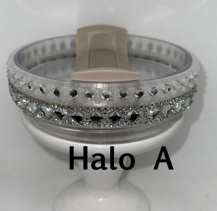 Silver Rhinestone Royal Princess Accessory Collection for Stanley tumblers with options for a Princess Crown Topper, Royal Halo Lid Bling Band and more