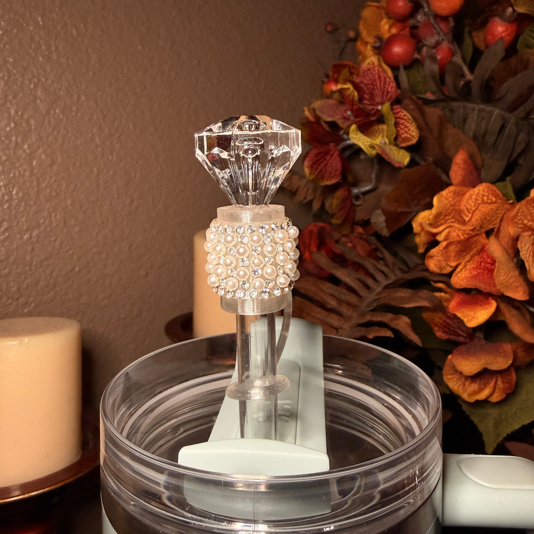 Diamonds and Pearls Fancy Rhinestone Royal Princess Collection for Stanley tumblers, crown topper, halo, boot or straw topper, unique gift