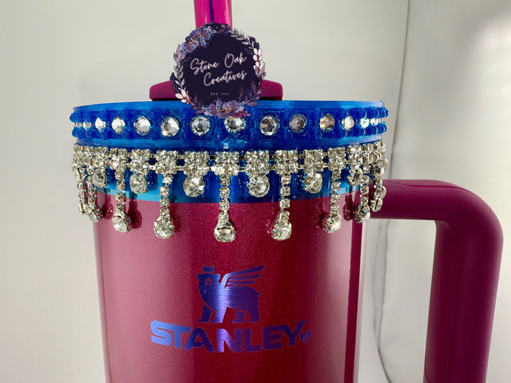 Cobalt Blue Silver Rhinestone Royal Princess Accessory Collection, fits your Berry Truffle Stanley Tumbler