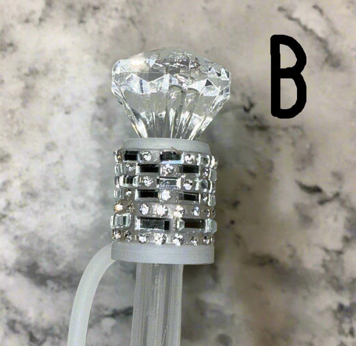 Silver Rhinestone Royal Princess Accessory Collection for Stanley tumblers with options for a Princess Crown Topper, Royal Halo Lid Bling Band and more
