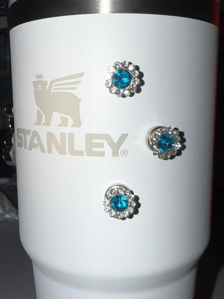 Teal Rhinestone Tumbler Charm Magnets, Tumbler Accessories, magnetic Stanley decorations, locker magents, refrigerator magnets, unique gift