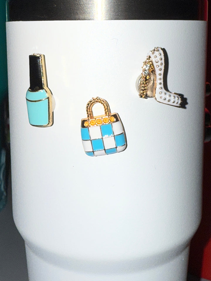 Teal Rhinestone Tumbler Charm Magnets, Tumbler Accessories, magnetic Stanley decorations, locker magents, refrigerator magnets, unique gift