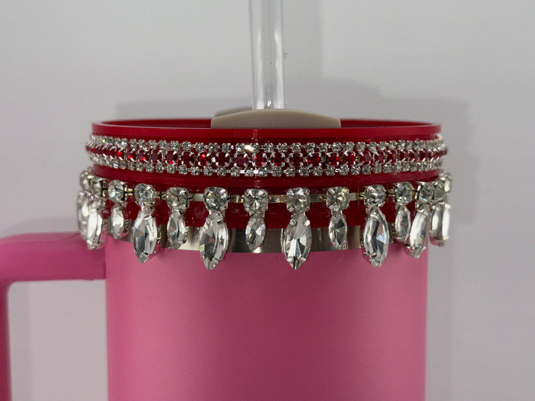 Red Rhinestone Royal Princess Accessory Collection for Stanley tumblers with options for a Princess Crown Topper, Royal Halo Lid Band and more 💎