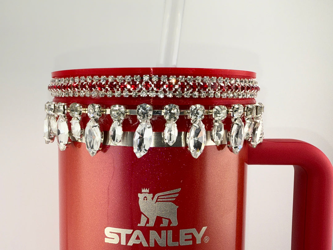 Red Rhinestone Royal Princess Accessory Collection for Stanley tumblers with options for a Princess Crown Topper, Royal Halo Lid Band and more 💎