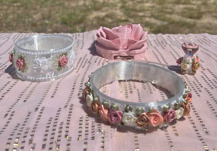 Spring Floral Fancy Pearl Princess Accessory Collection for Stanley tumblers, Halo Lid Band Bangle Boot Rose Lace, Unique Gift Hot Seller