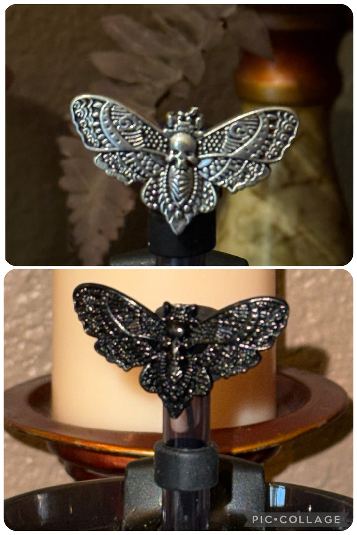 Black Moth Deadly Damask Enamel Straw Cap, for Stanley 20 30 or 40 oz Tumblers, unique gift Halloween accessories