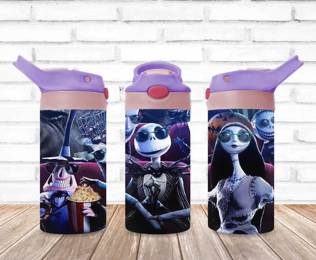 Jack and Sally Kids Halloween Tumbler, Kids Water Tumbler, Kids FlipTop Cup, Kids Sippy Cup