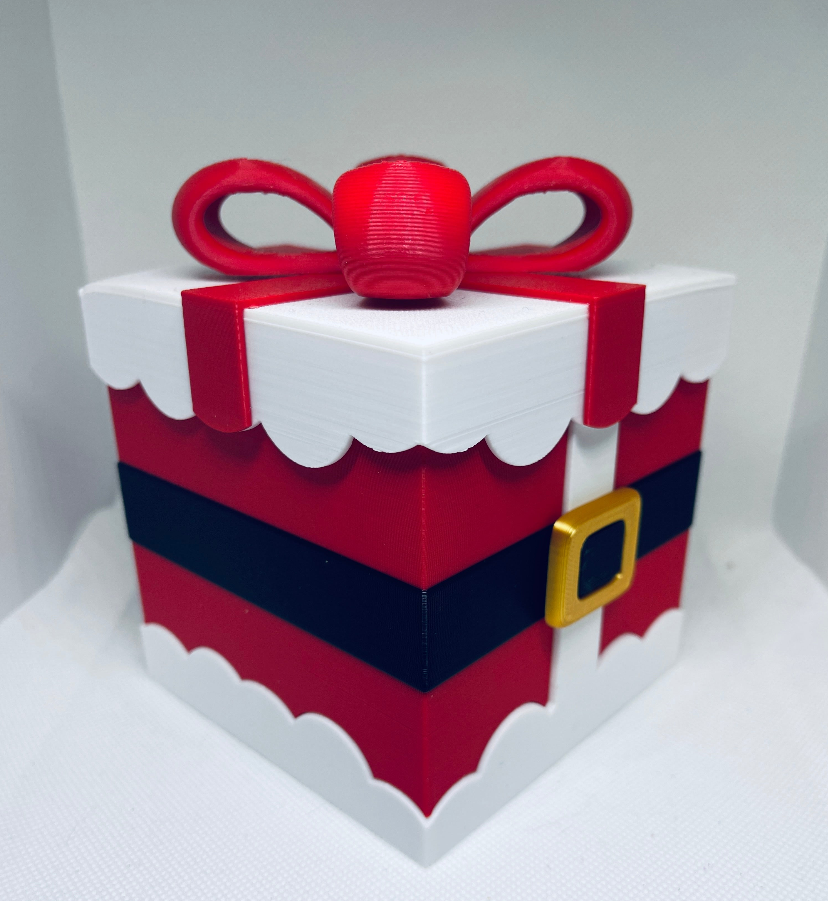 Santa Gift Box with Lid | 3D Printed Christmas Gift Box | Santa Suit Trinket Box | Holiday Candy Box | Christmas Keepsake Container